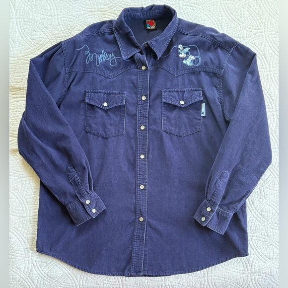 Western Mickey Embroidered Corduroy Snap Button Down vintage Mickey Unlimited - Picture 3 of 13